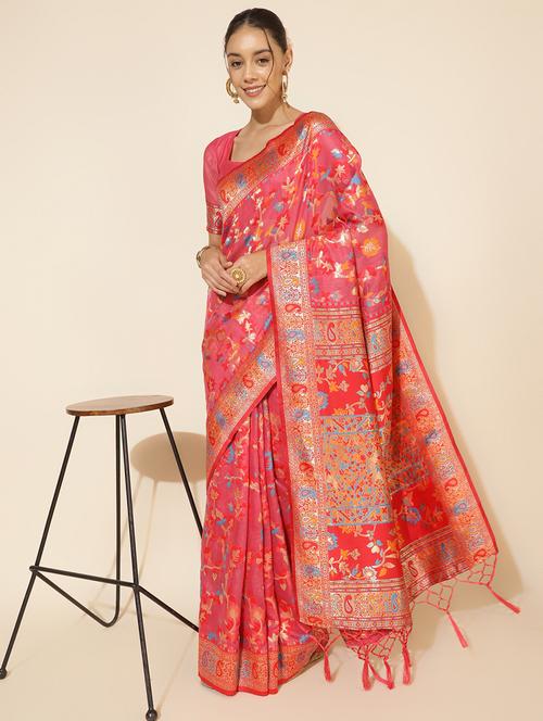 women self design chanderi saree with blouse - 21678730 - Standard Image - 0