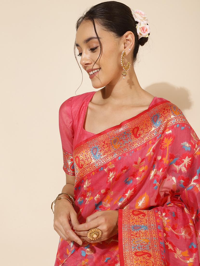 women self design chanderi saree with blouse - 21678730 - Standard Image - 4