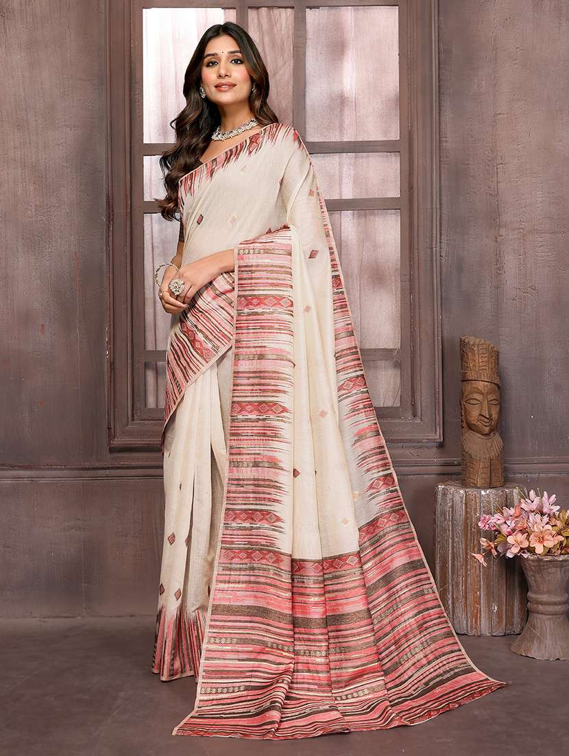 women self design handloom saree with blouse