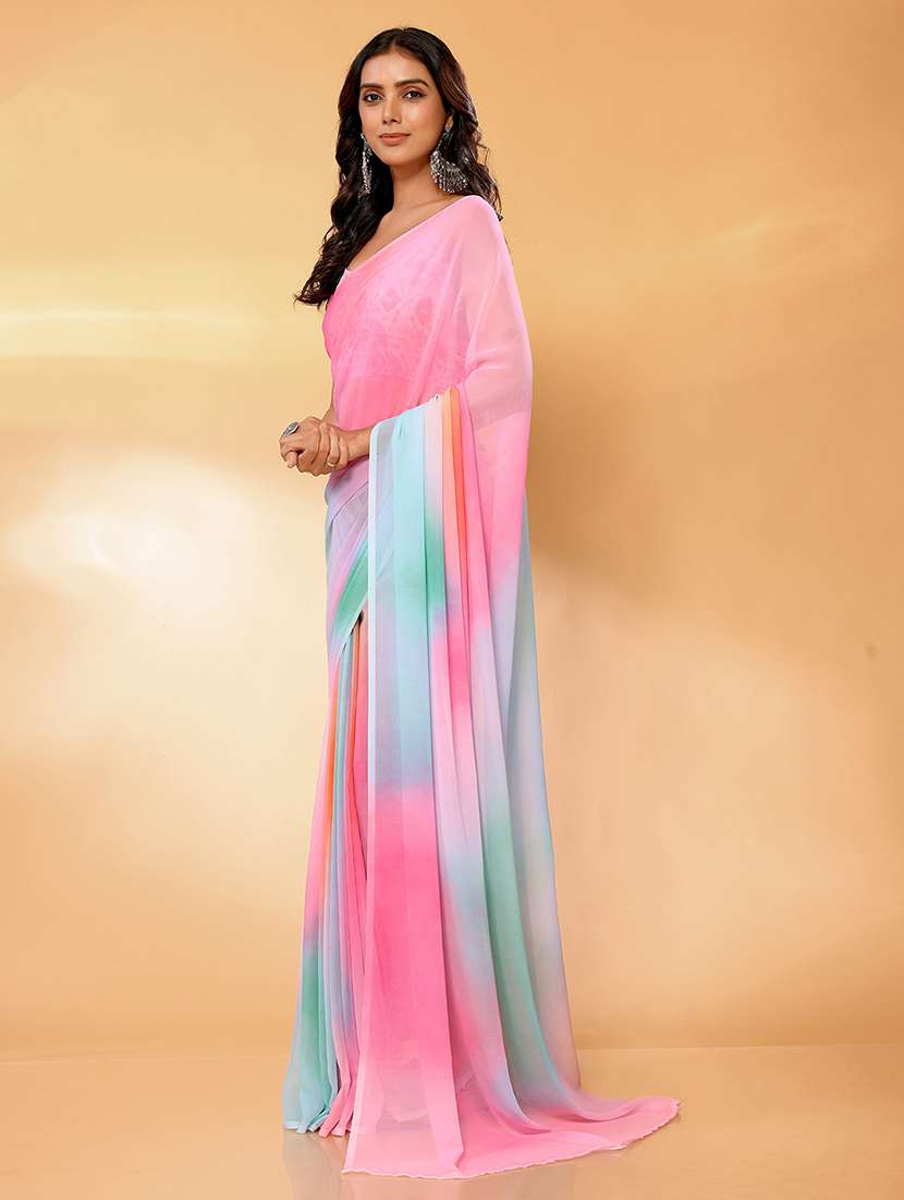 women tie & dye printed saree with blouse - 21678834 -  Standard Image - 1