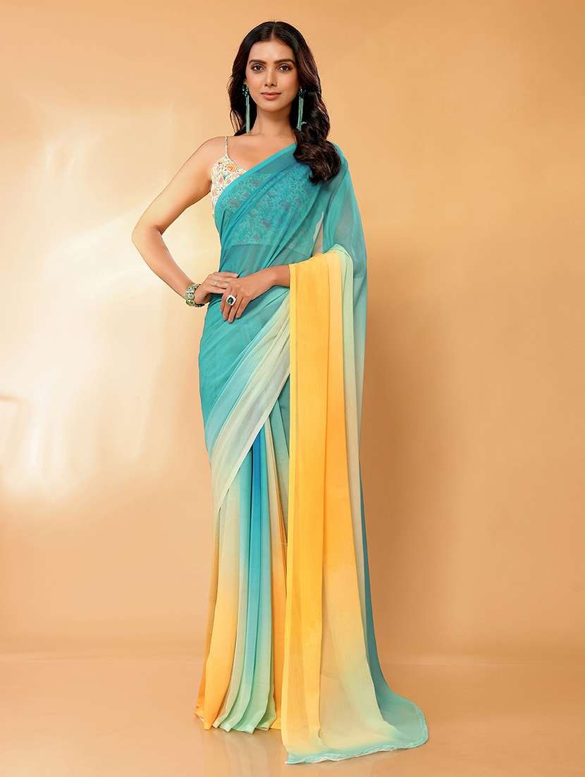 women tie & dye printed saree with blouse