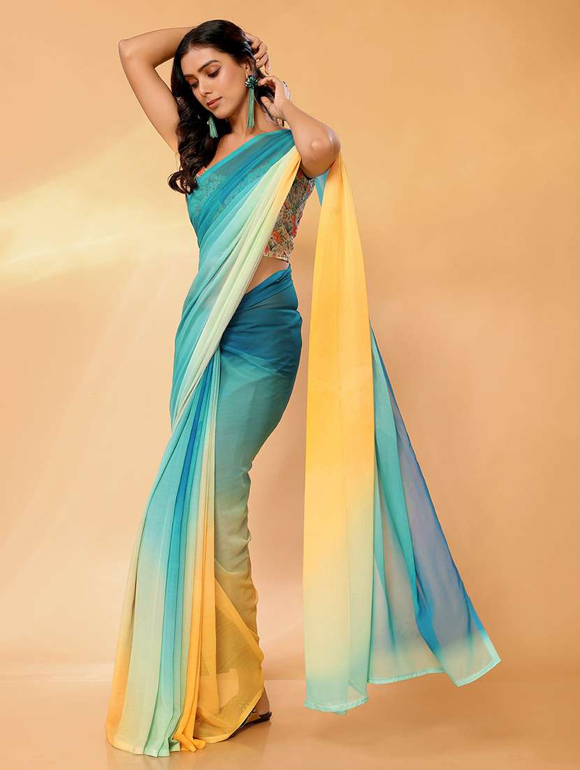 women tie & dye printed saree with blouse - 21678835 -  Standard Image - 1