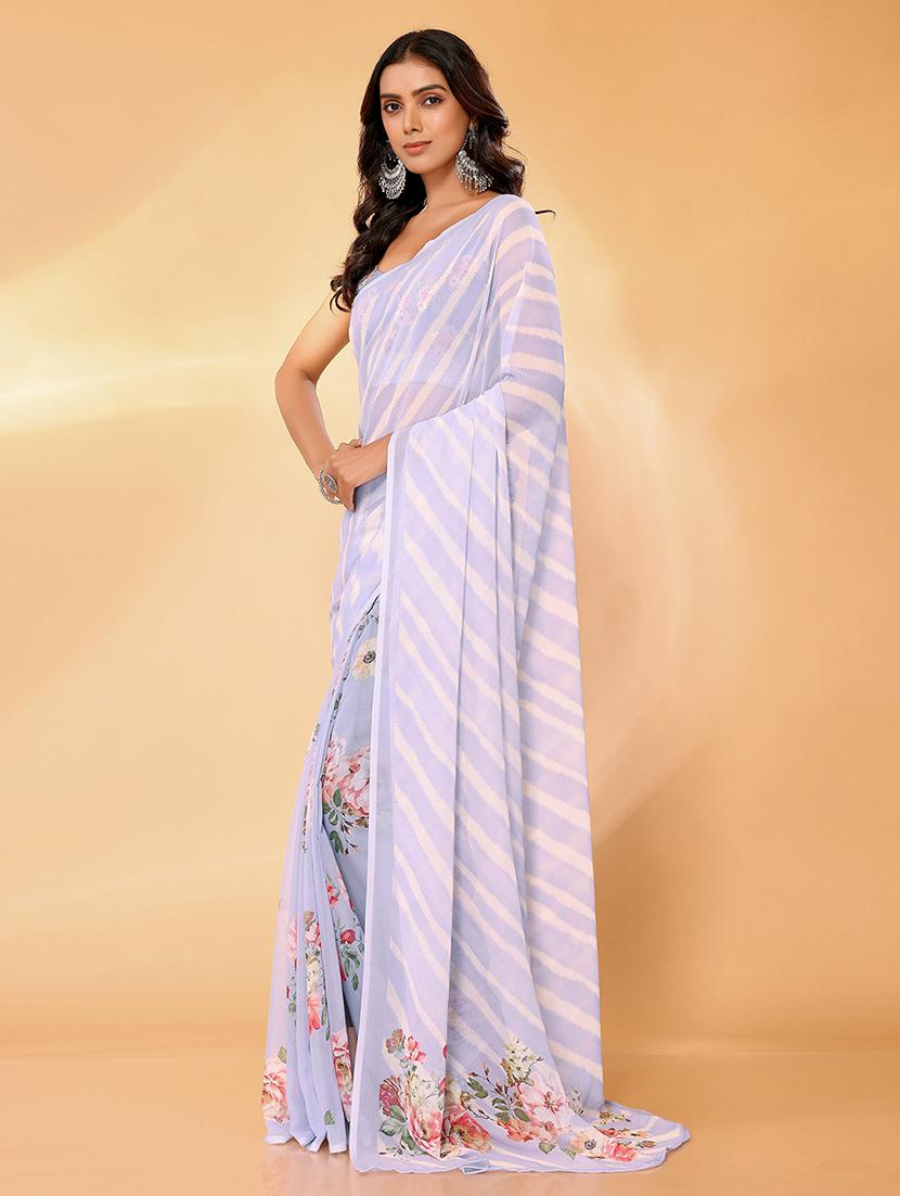 women lavender printed saree with blouse - 21678836 -  Standard Image - 1