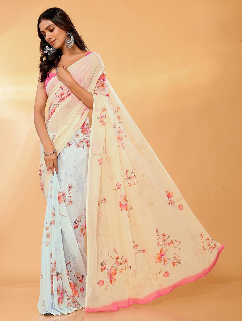 women floral printed saree with blouse - 21678838 -  Standard Image - 1