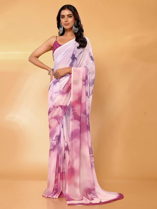 women tie & dye printed saree with blouse - 21678839 - Standard Image - 0