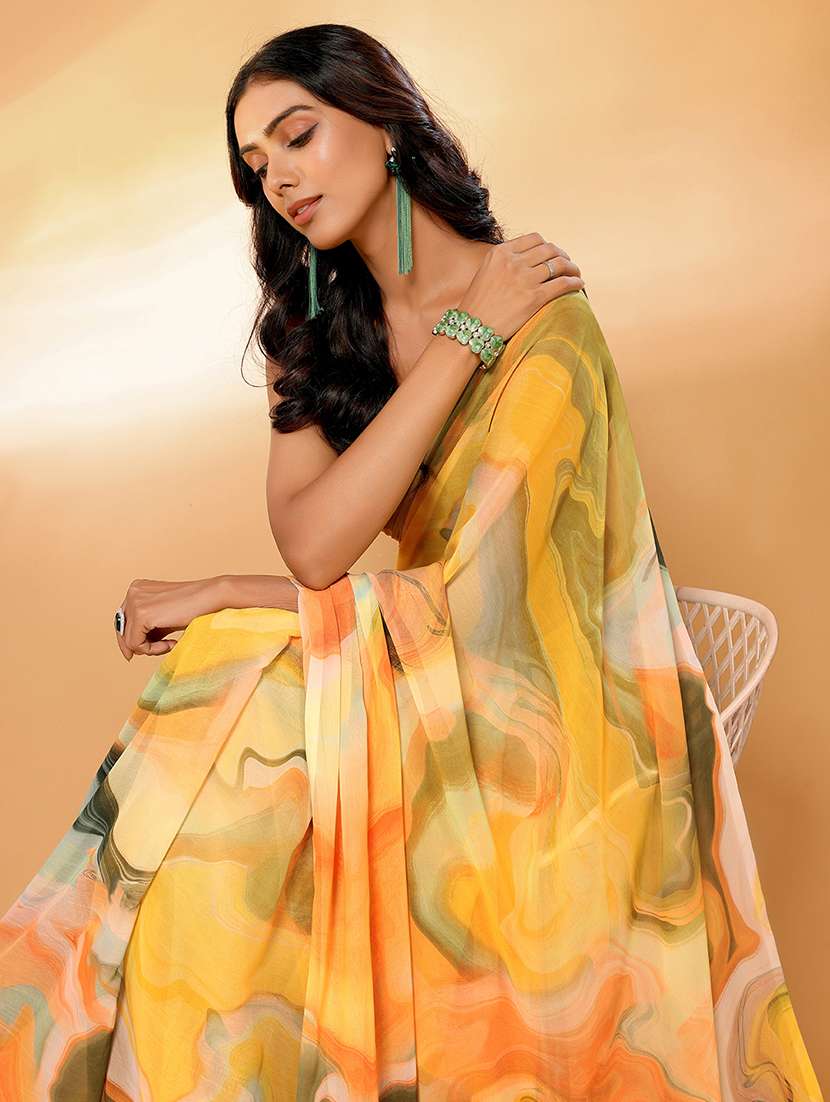 women tie & dye printed saree with blouse - 21678840 -  Standard Image - 4