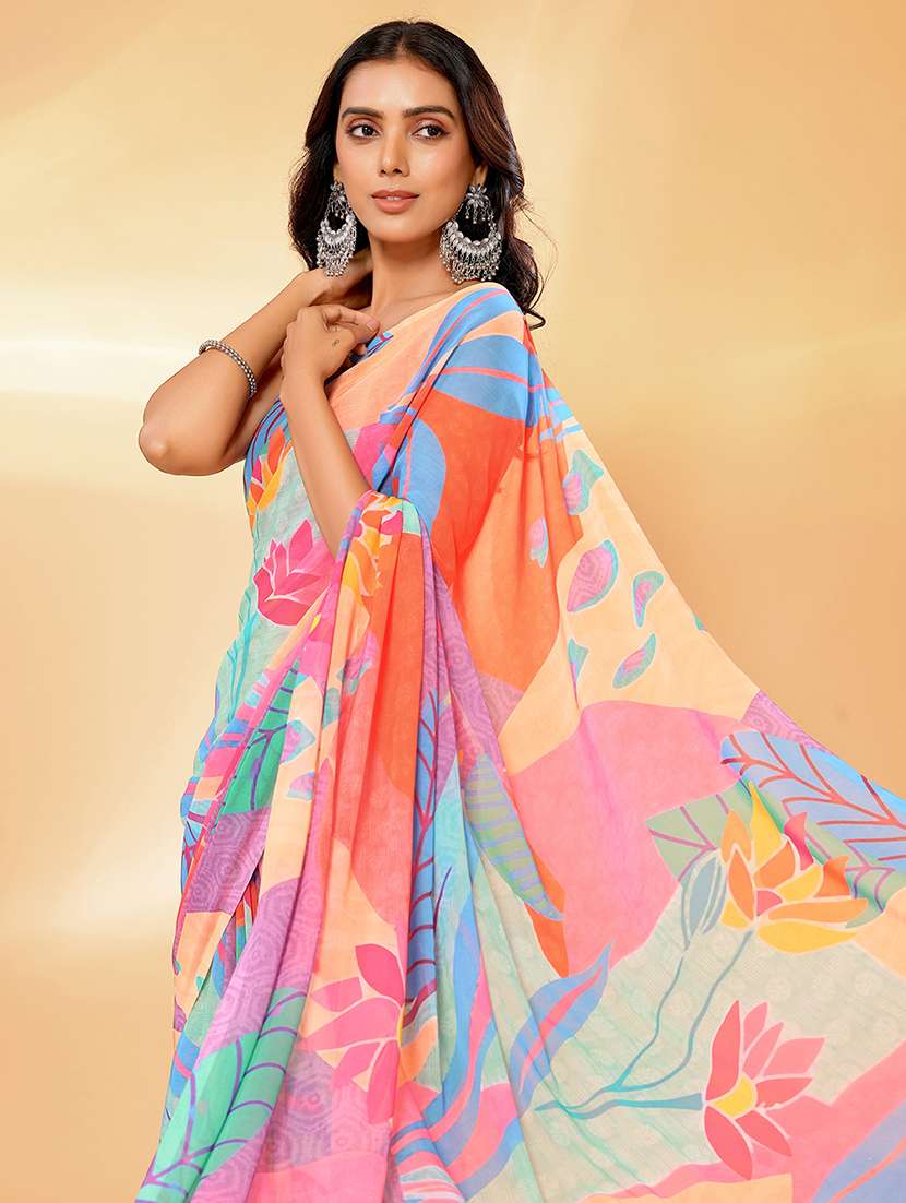 women printed saree with blouse - 21678841 -  Standard Image - 4