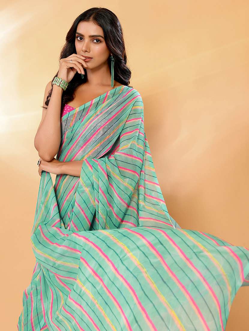 women lehriya printed saree with blouse - 21678843 -  Standard Image - 4