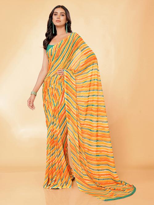 women orange leheriya saree with blouse - 21678844 - Standard Image - 0