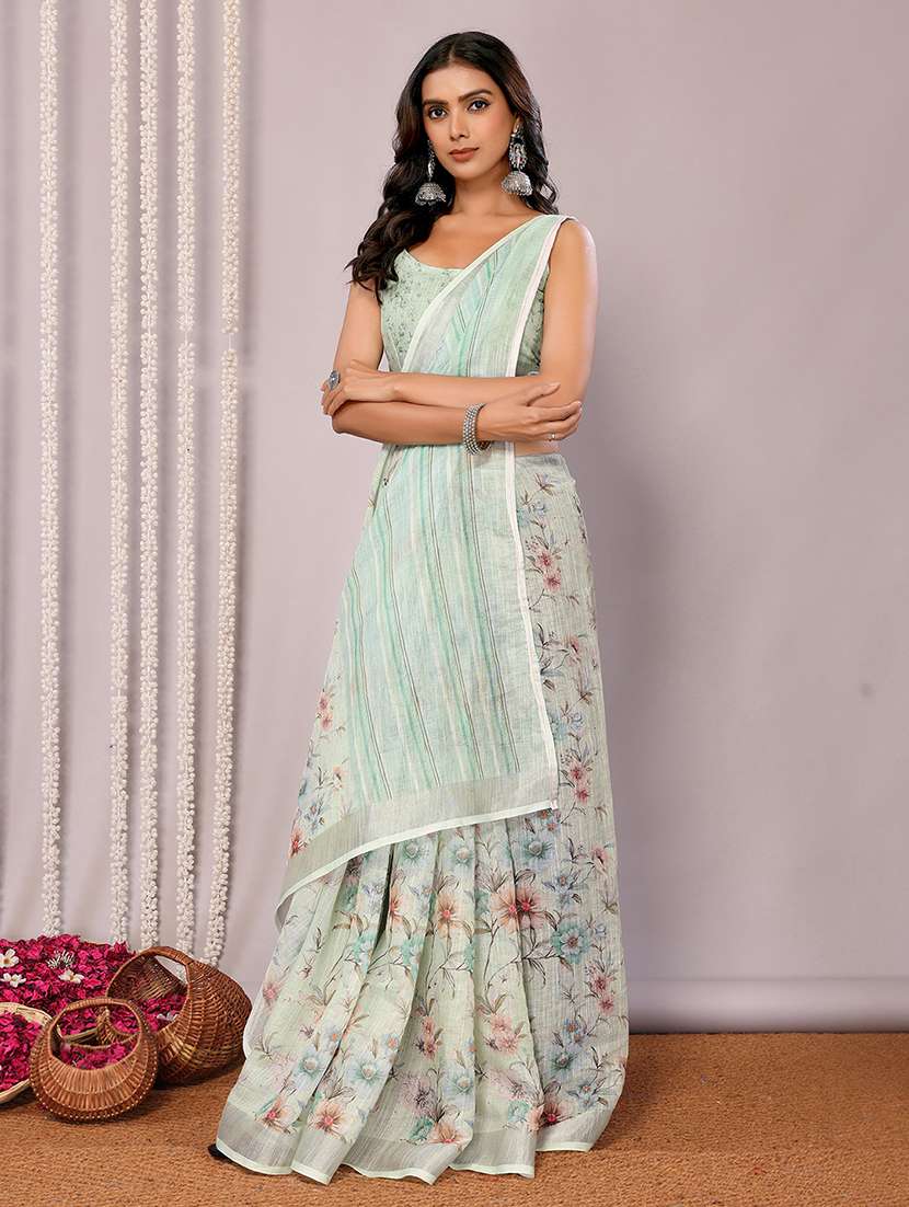 women floral printed saree with blouse