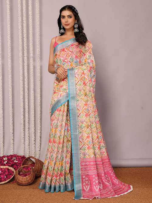 women printed saree with blouse - 21678879 -  Standard Image - 0