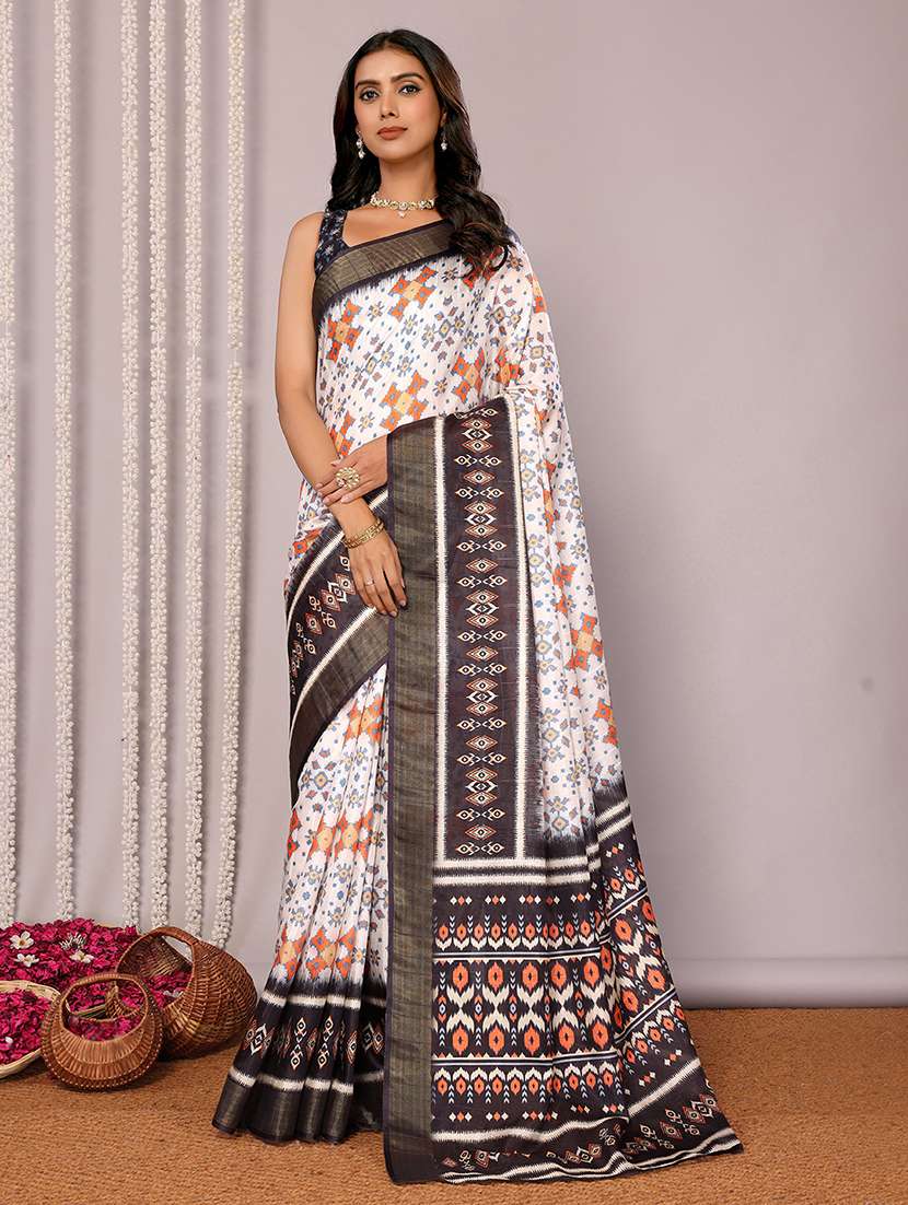 women ikat printed saree with blouse