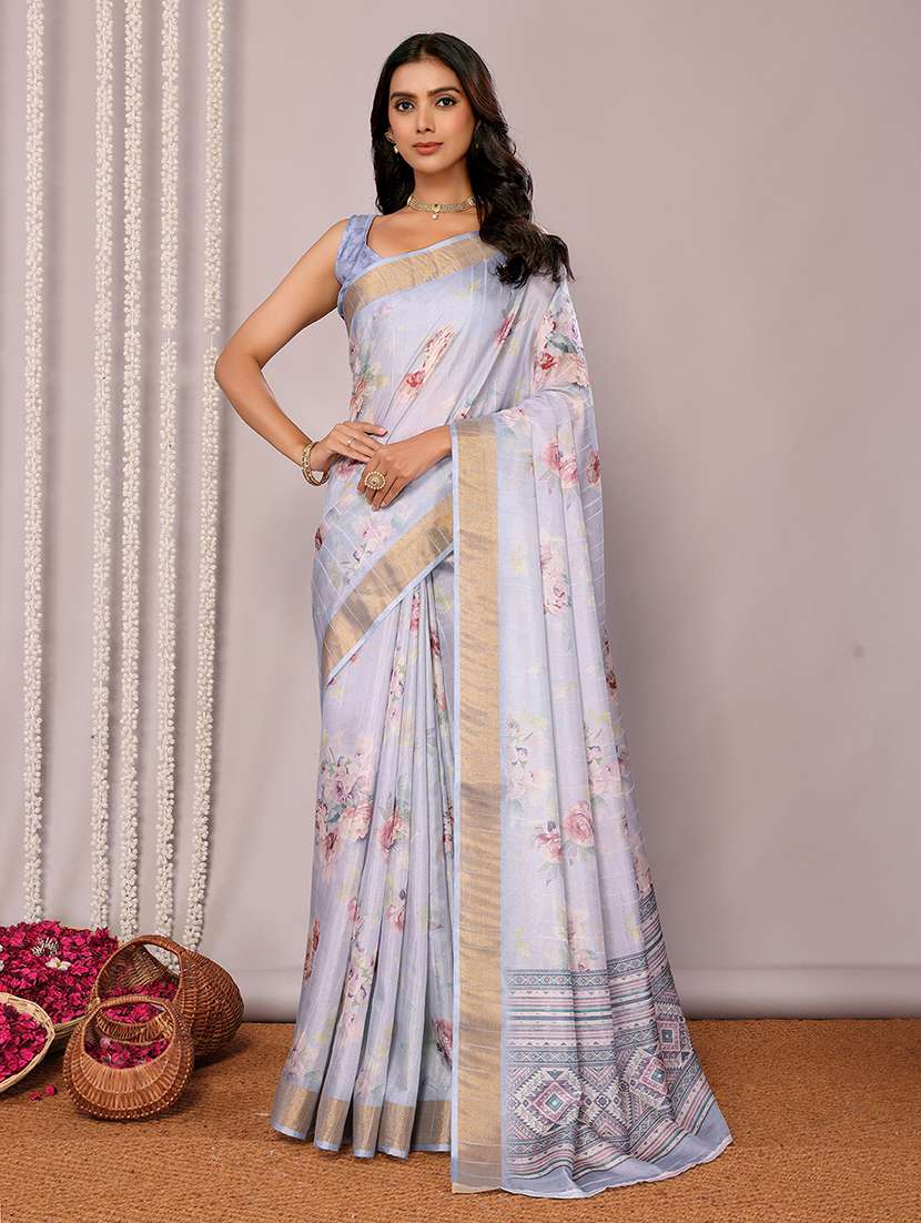 women floral printed saree with blouse