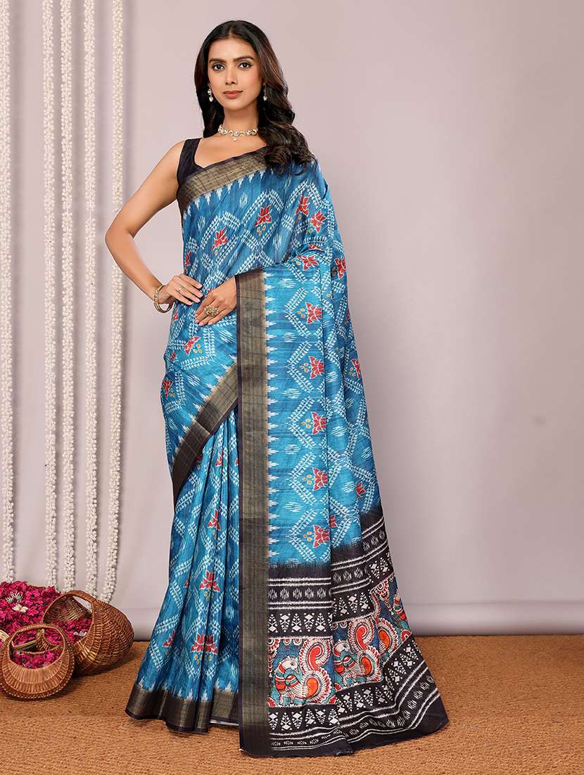 women ikat printed saree with blouse