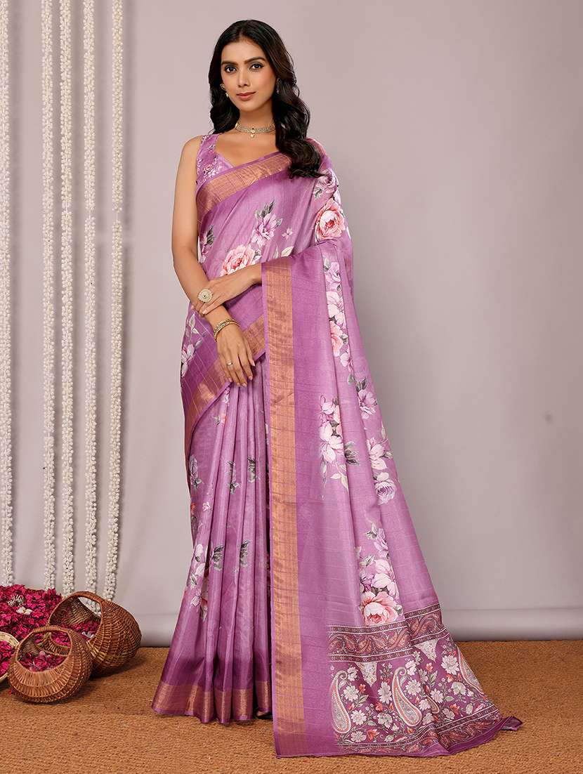 women floral printed saree with blouse