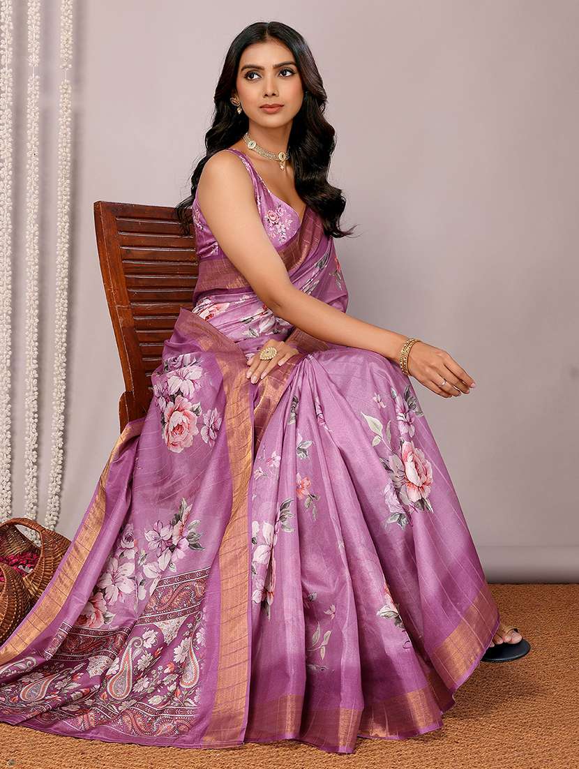 women floral printed saree with blouse - 21678899 -  Standard Image - 1
