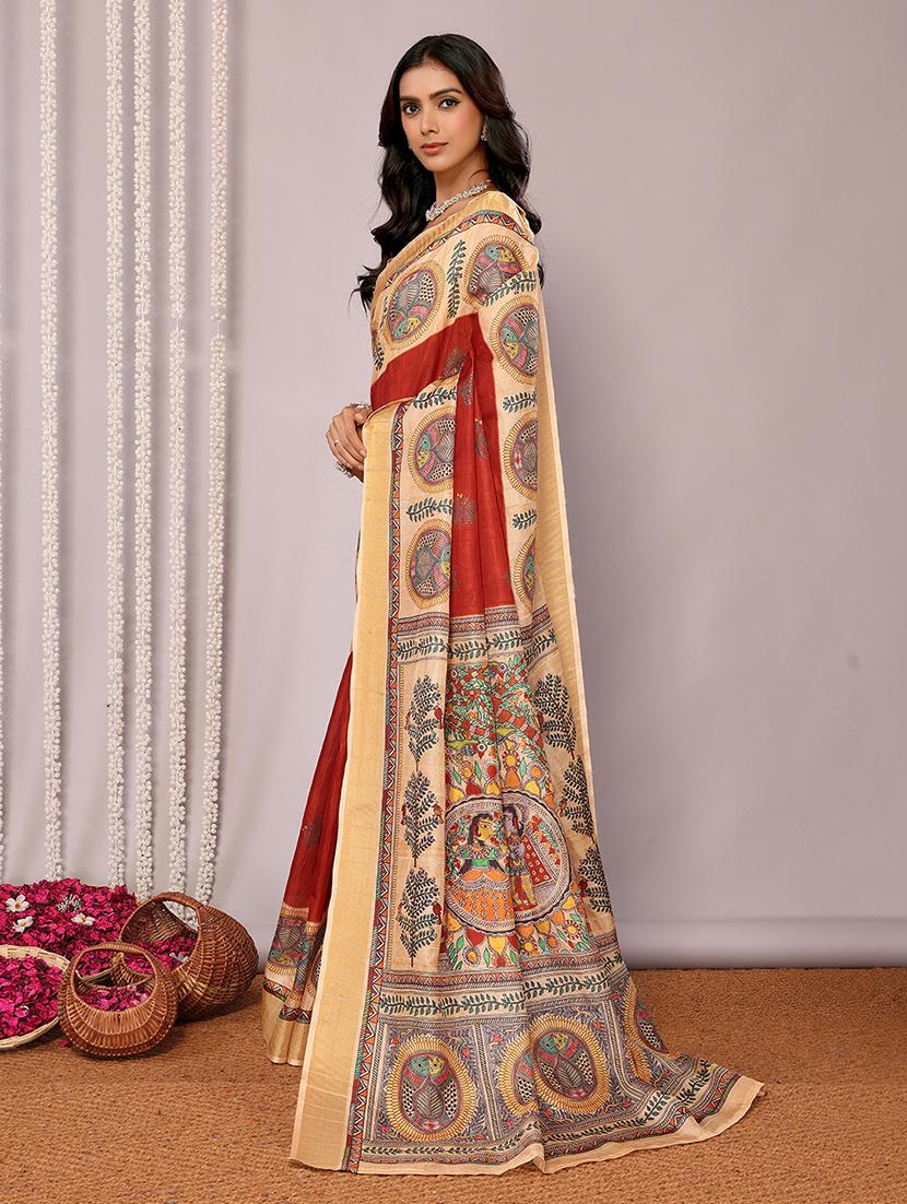 women madhubani printed saree with blouse - 21678900 - Standard Image - 1