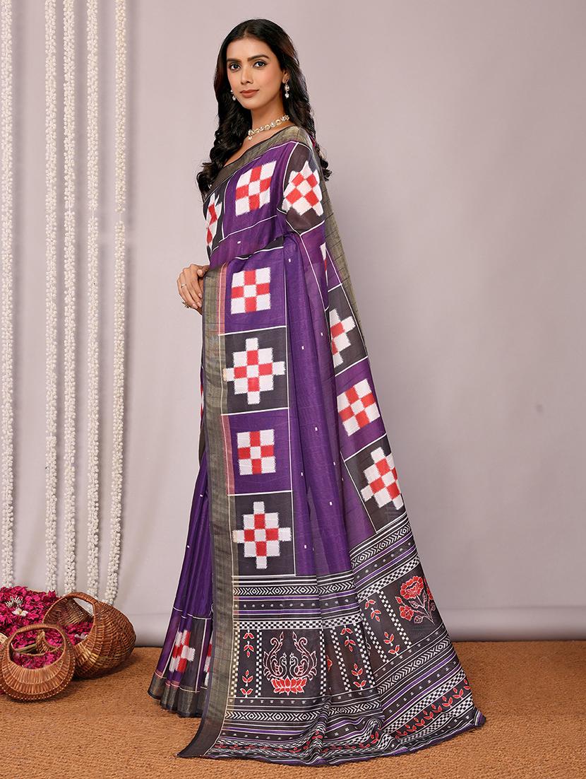 women geometric printed saree with blouse - 21678901 - Standard Image - 1