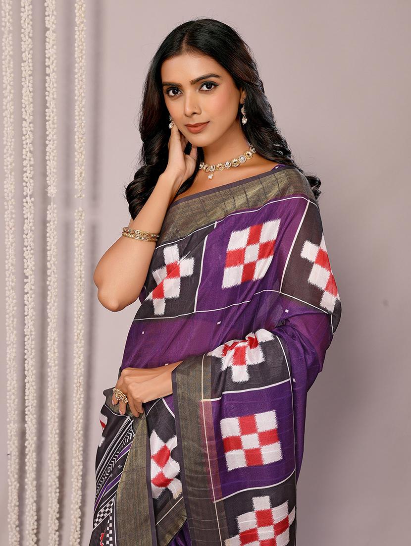 women geometric printed saree with blouse - 21678901 - Standard Image - 4