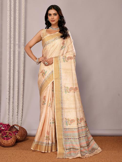 women paisley printed saree with blouse - 21678905 - Standard Image - 0