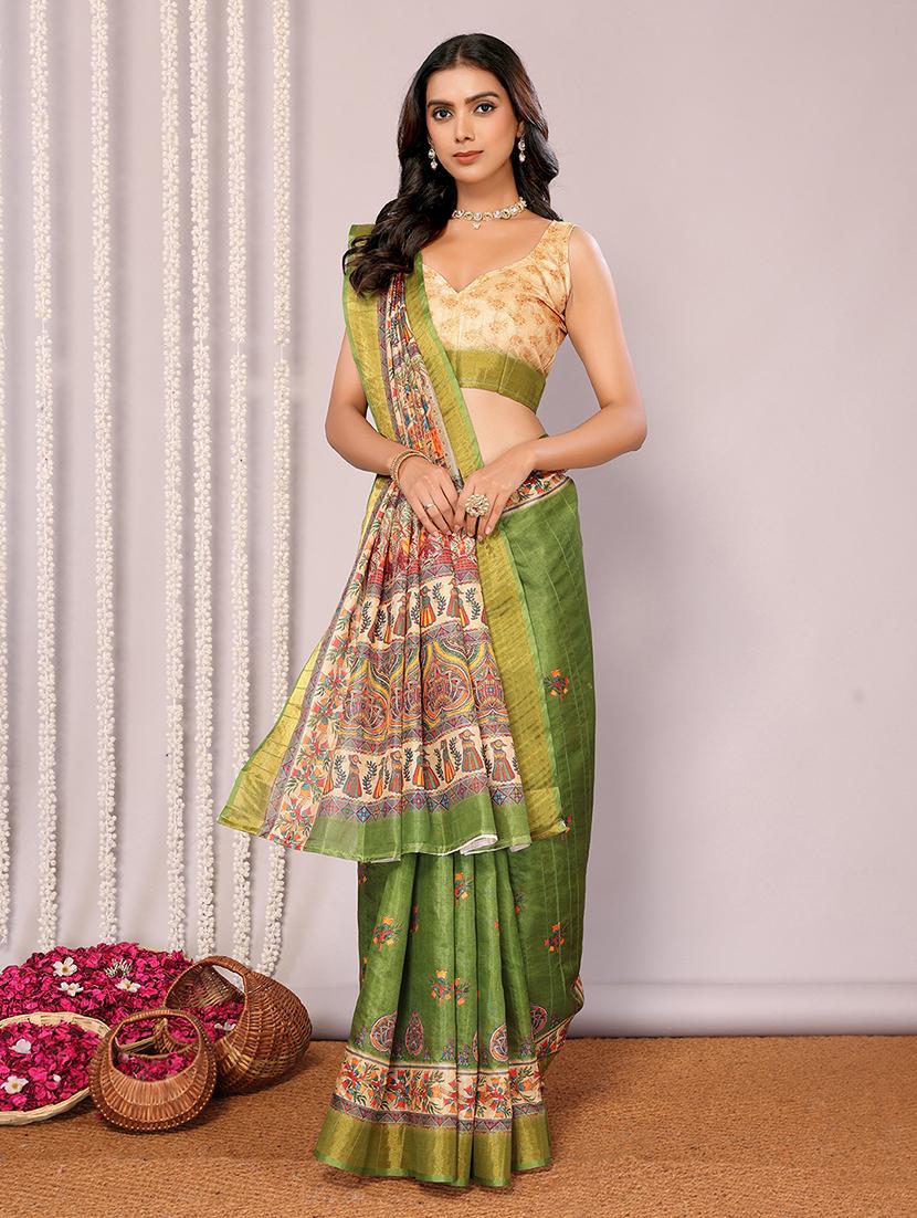 women madhubani printed saree with blouse - 21678909 - Standard Image - 1