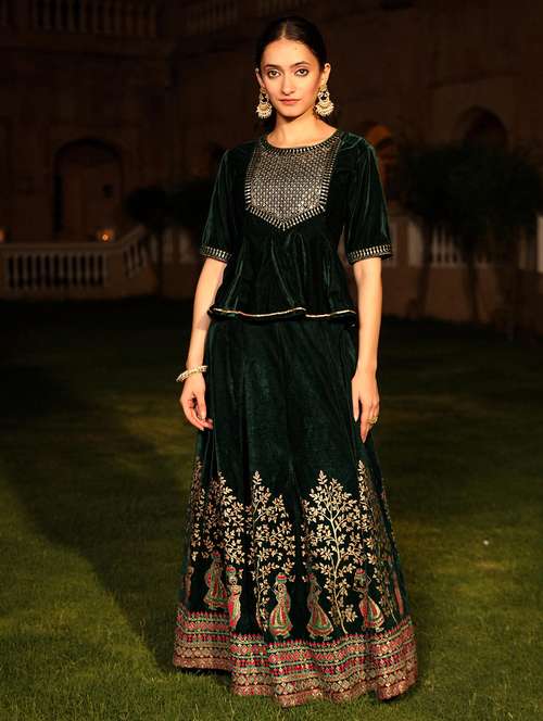 women green embroidered skirt top set - 21679145 -  Standard Image - 0