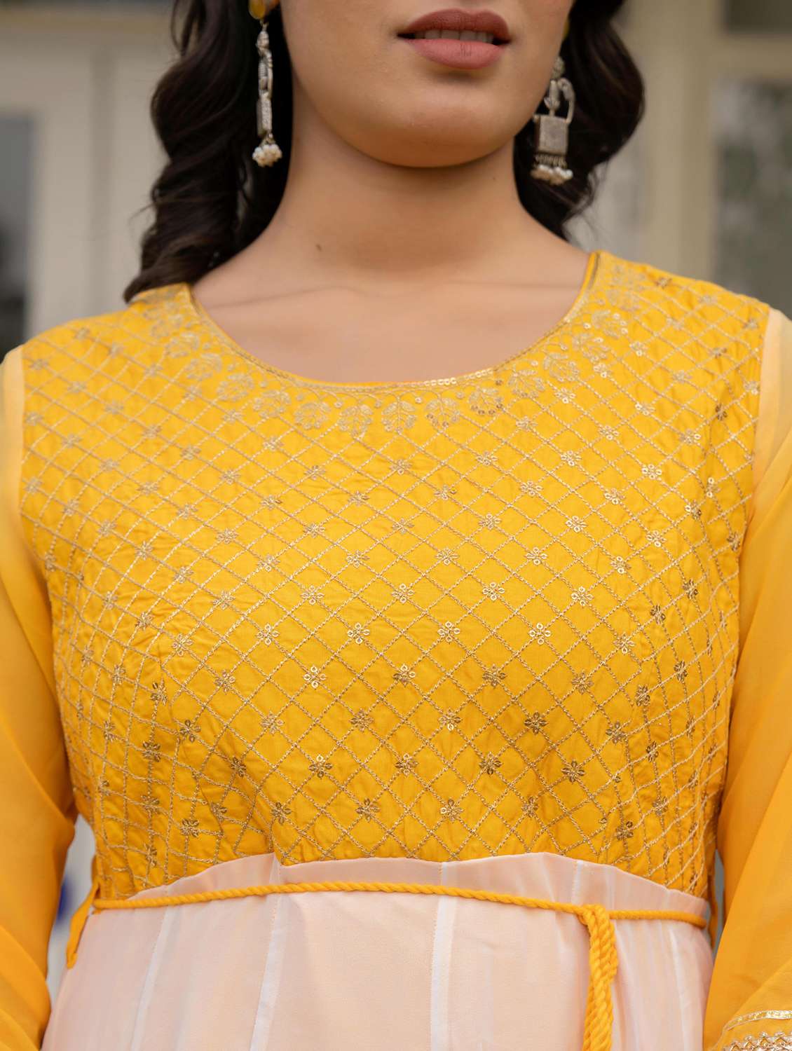 women yellow ombre round neck fit & flare dress - 21679180 - Standard Image - 4