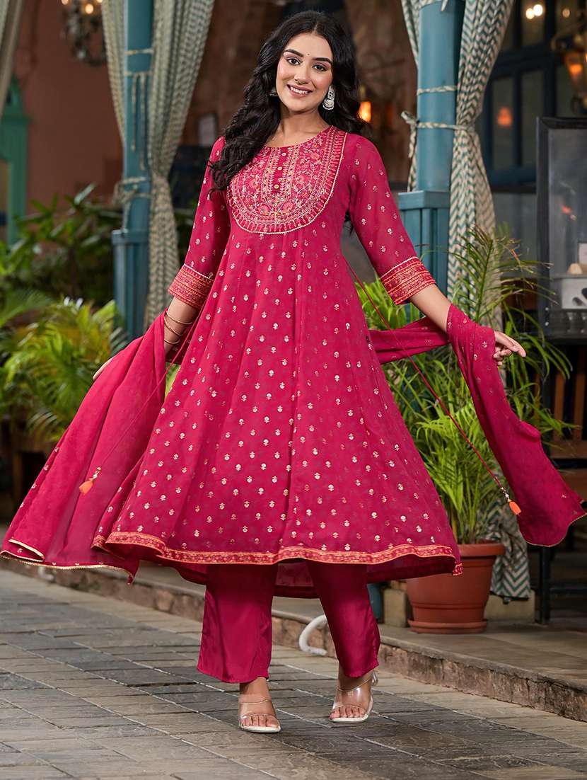 women embroidered kurta palazzo set with dupatta - 21679258 -  Standard Image - 1