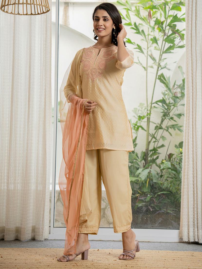 women self design kurta pant set with dupatta - 21679278 -  Standard Image - 1