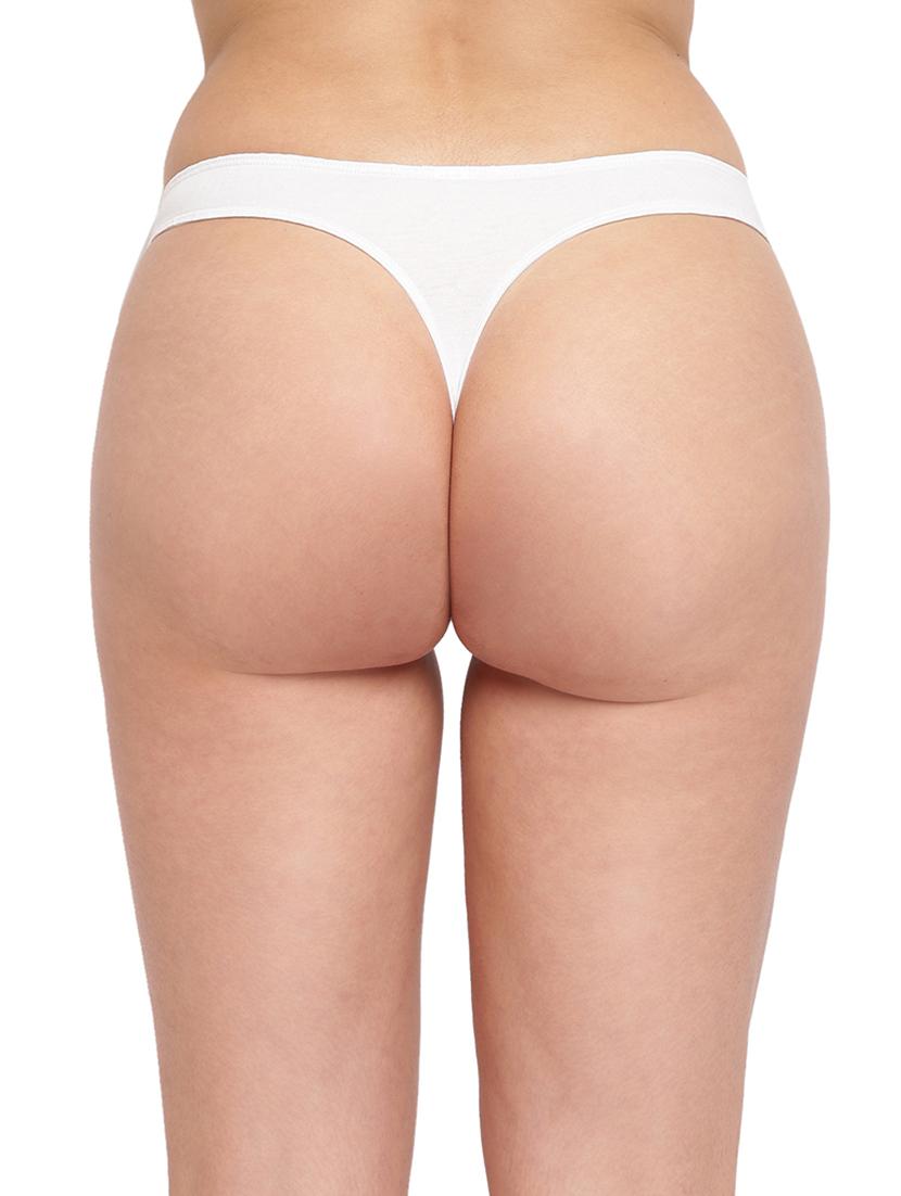 white cotton blend thongs panty - 21679434 - Standard Image - 1