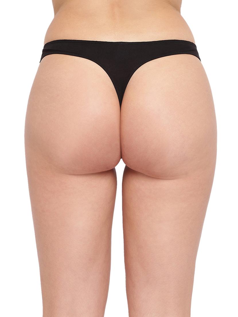 black cotton blend thongs panty - 21679437 -  Standard Image - 1