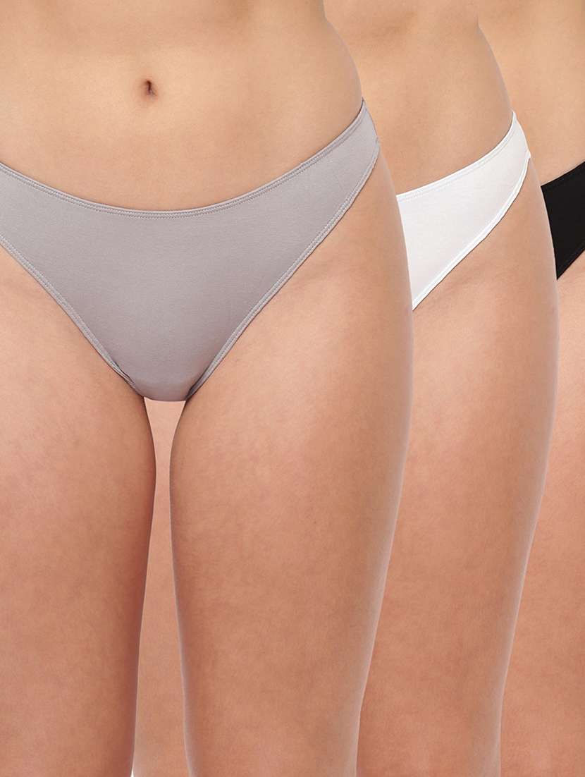 women pack of 3 solid mid rise panty 