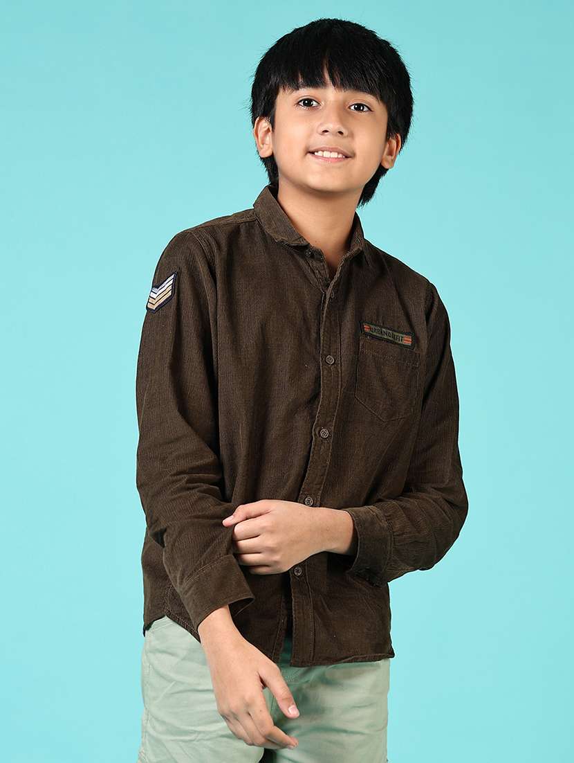 boys solid long sleeve shirt