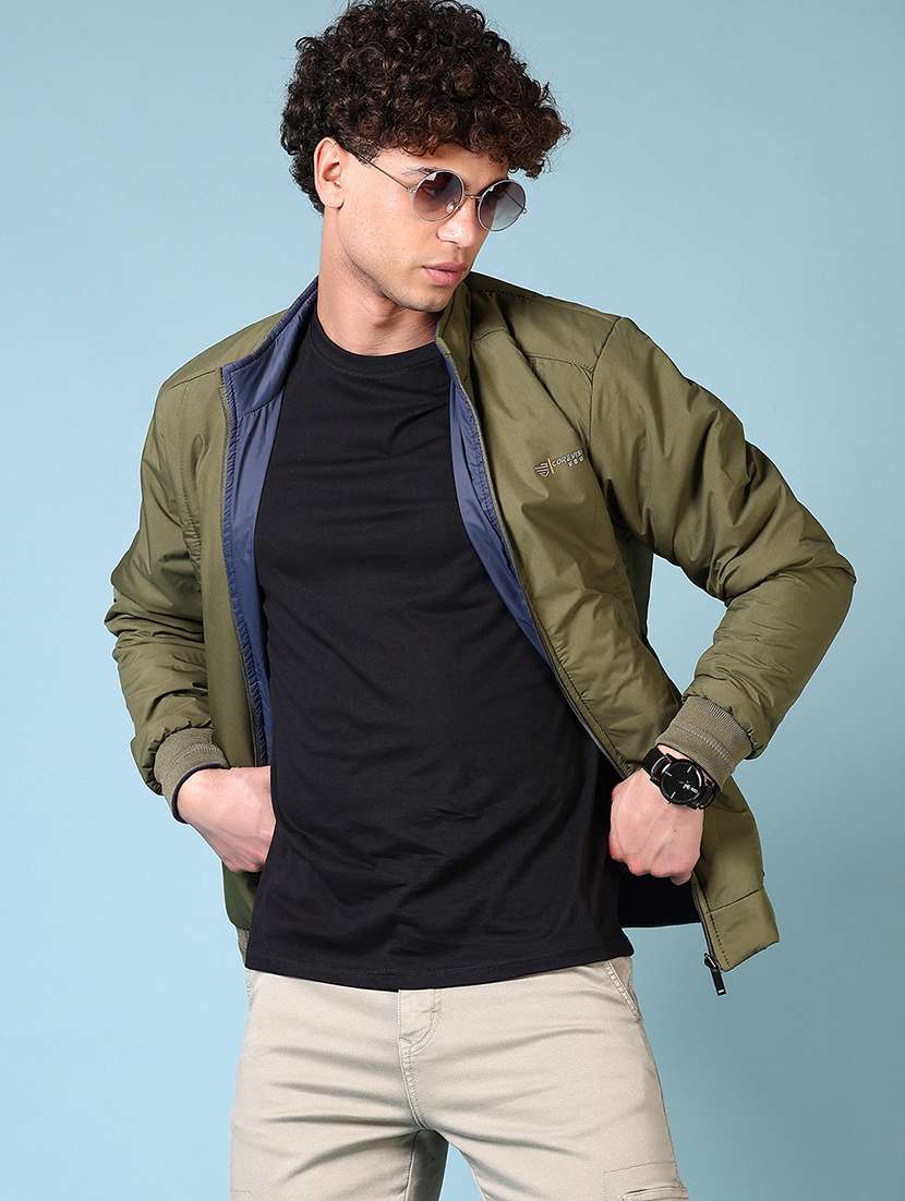 men long sleeves solid bomber jacket - 21679763 -  Standard Image - 1