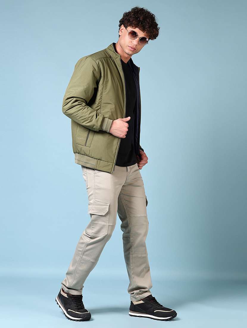 men long sleeves solid bomber jacket - 21679763 -  Standard Image - 4