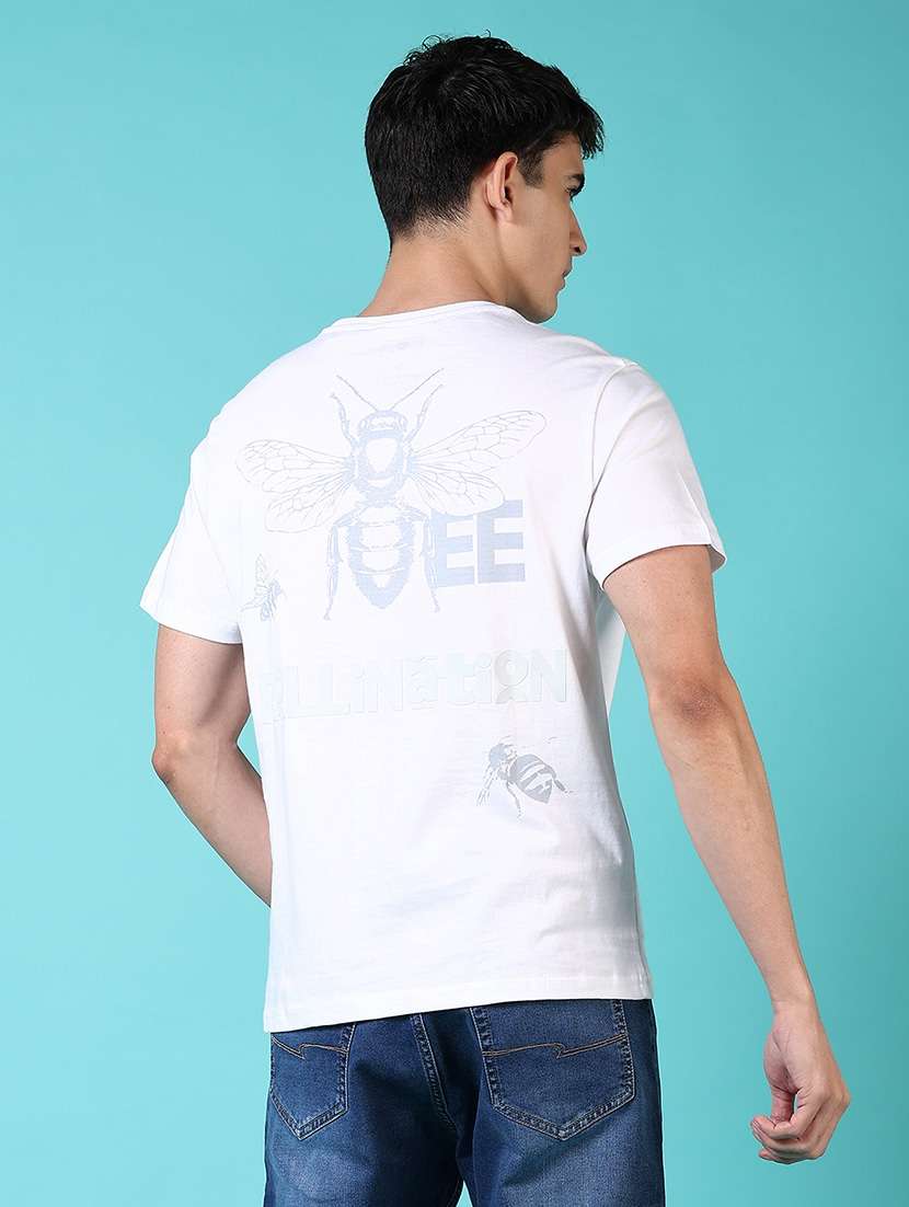 men back print short sleeve t-shirt