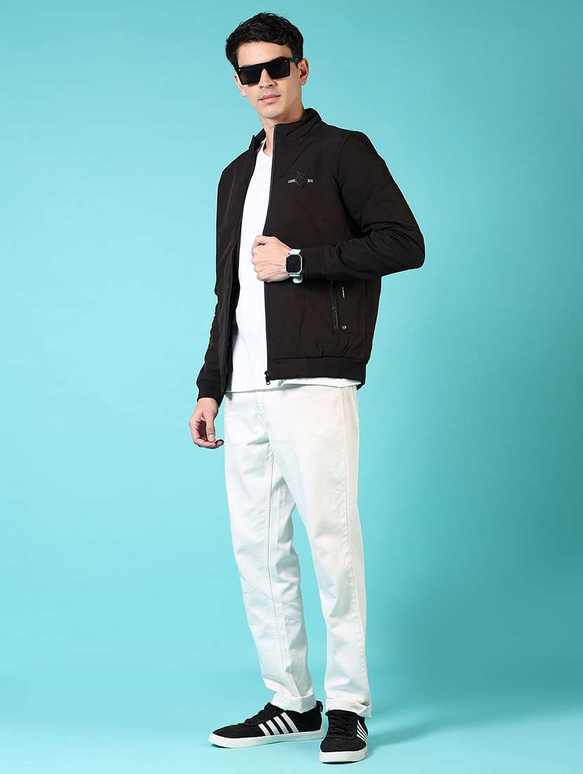 men long sleeves solid bomber jacket - 21679808 -  Standard Image - 4