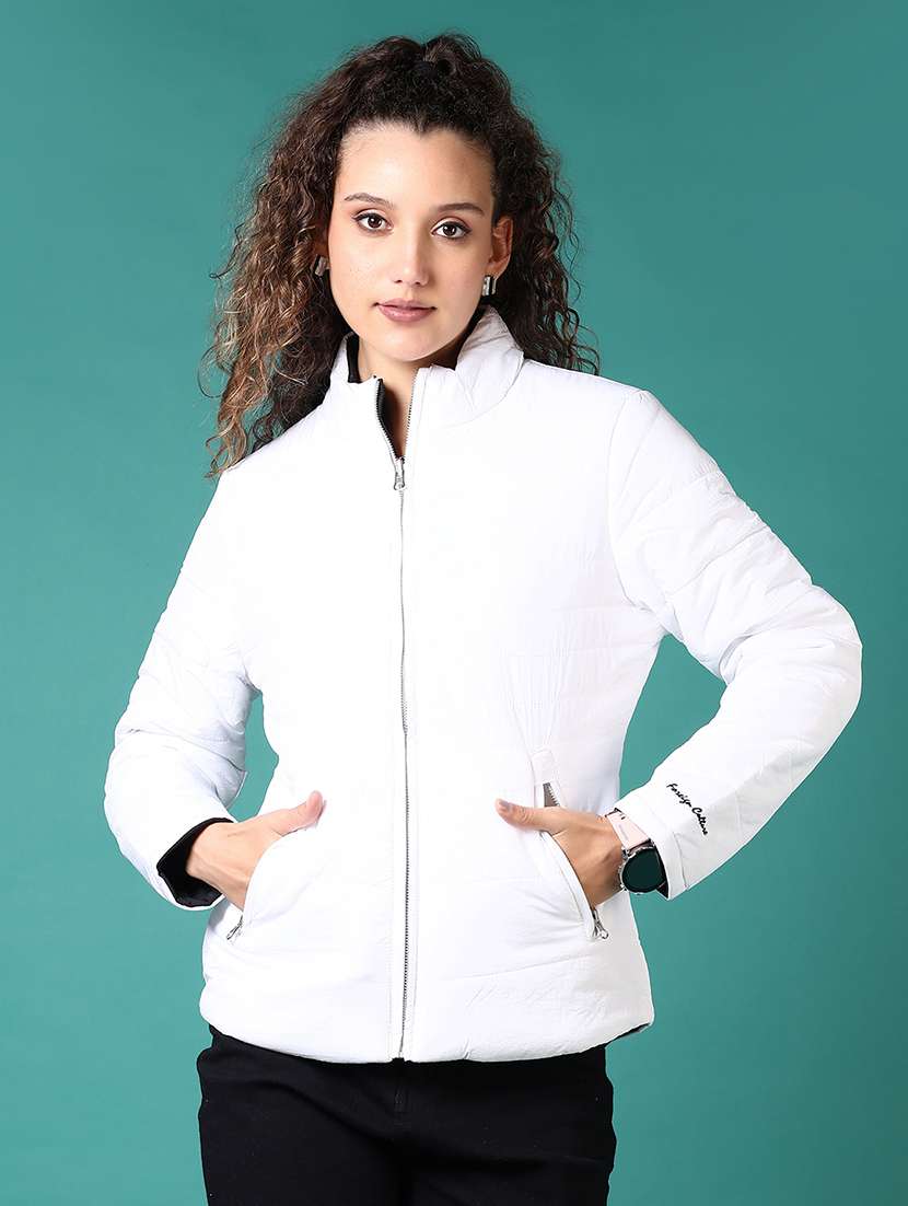 women long sleeves solid puffer jacket