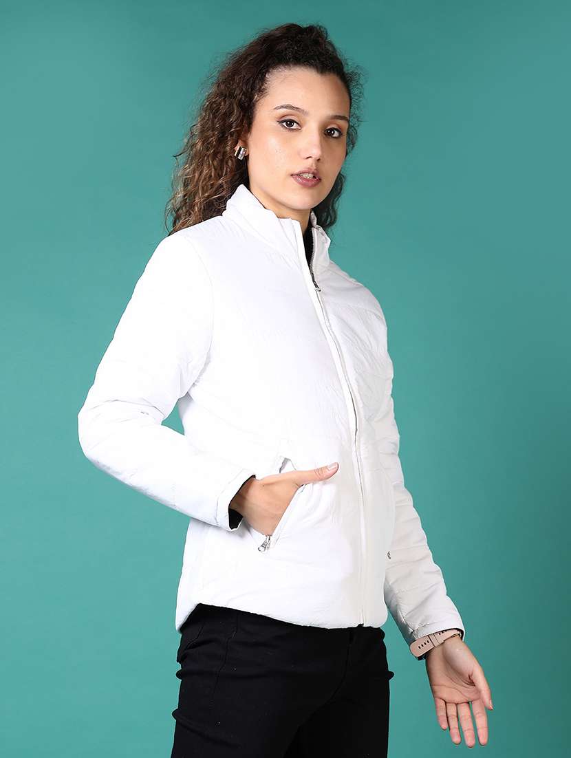women long sleeves solid puffer jacket - 21679821 -  Standard Image - 1