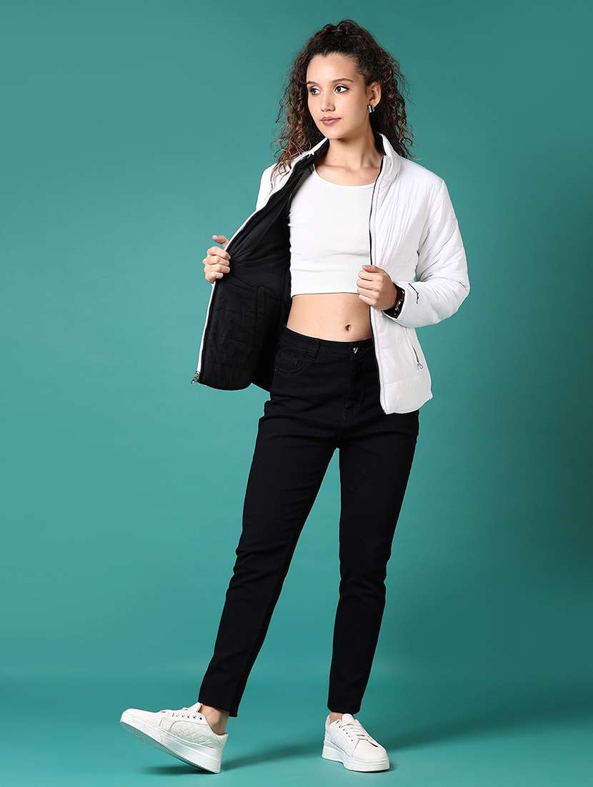 women long sleeves solid puffer jacket - 21679821 -  Standard Image - 4