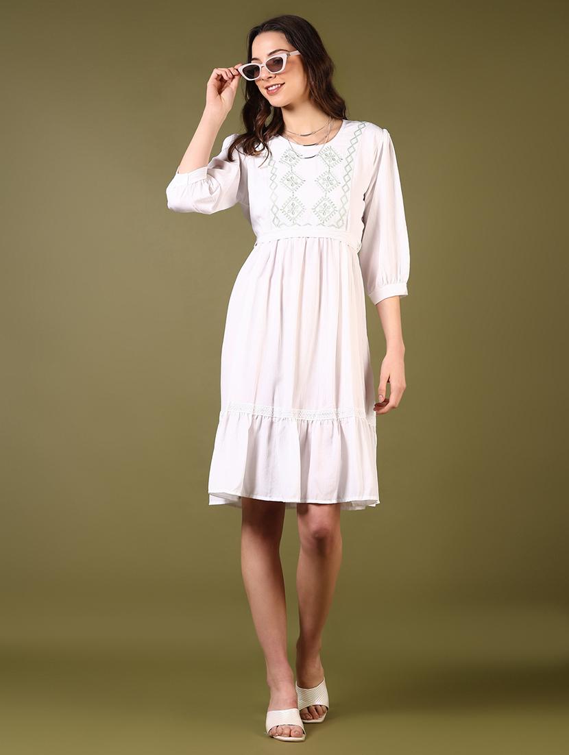 women embroidered puff sleeves tiered dress - 21679842 -  Standard Image - 1