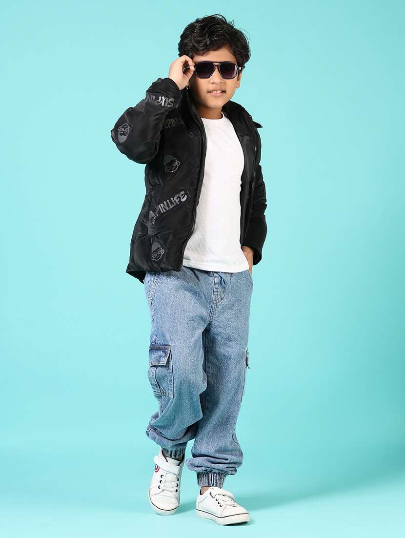 boys printed long sleeve hooded puffer jacket - 21679895 -  Standard Image - 4