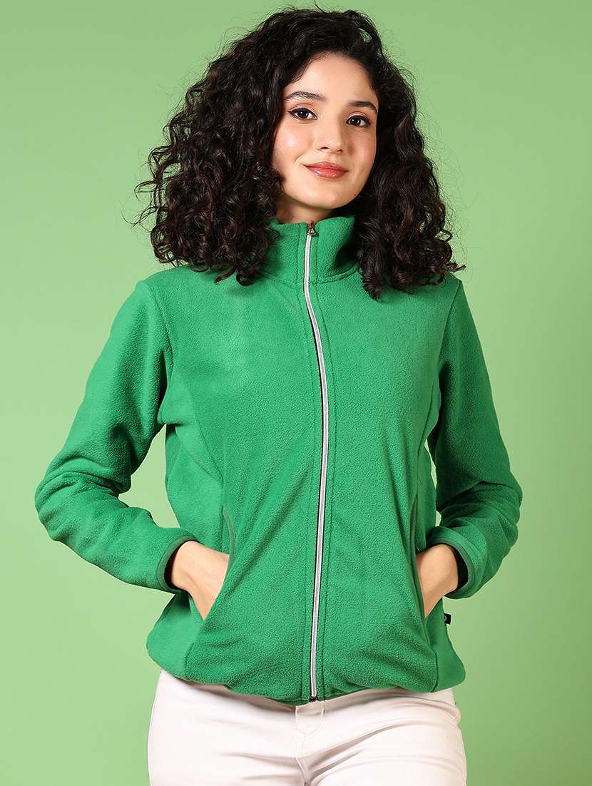 women green solid long sleeve regular jacket - 21679914 -  Standard Image - 1