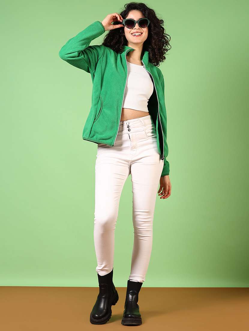 women green solid long sleeve regular jacket - 21679914 -  Standard Image - 4