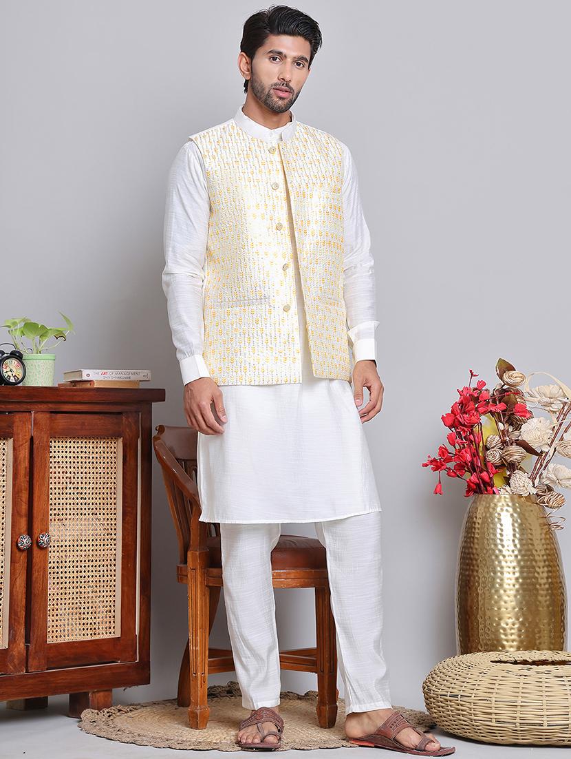 men solid mandarin neck kurta jacket set - 21679979 - Zoom Image - 0