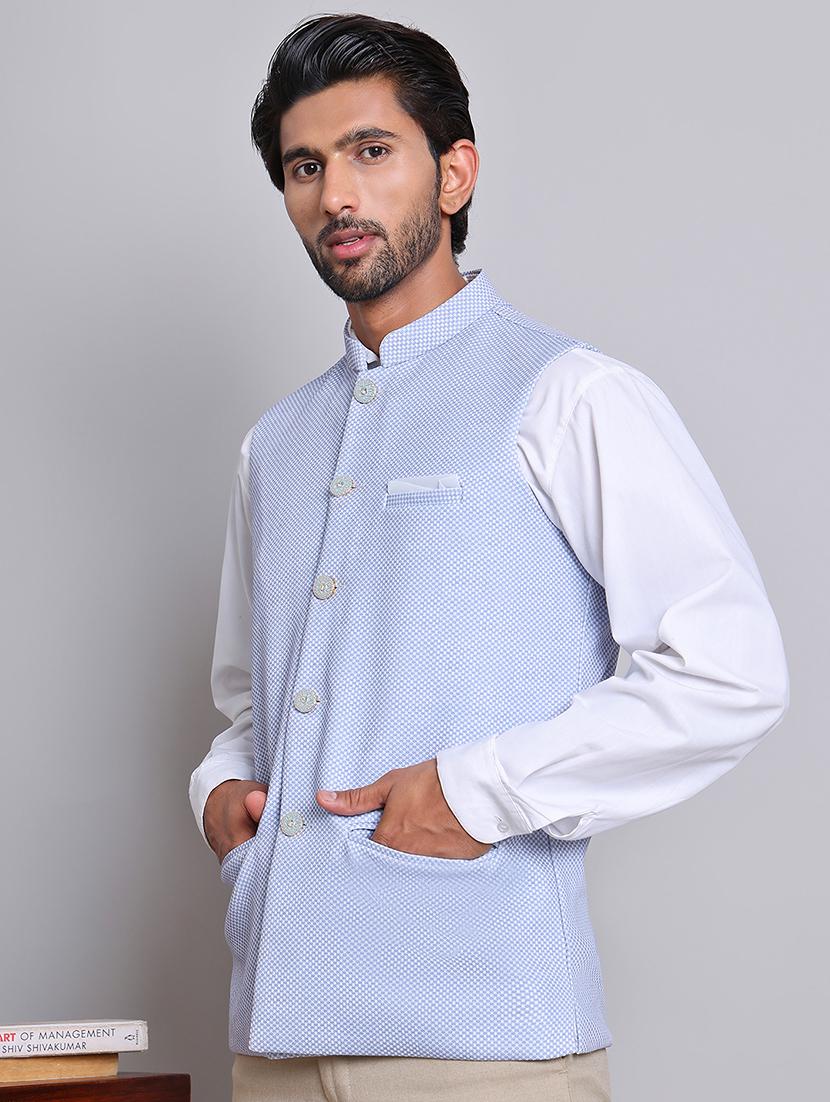 men mandarin neck sleeveless nehru jacket - 21679980 - Standard Image - 1