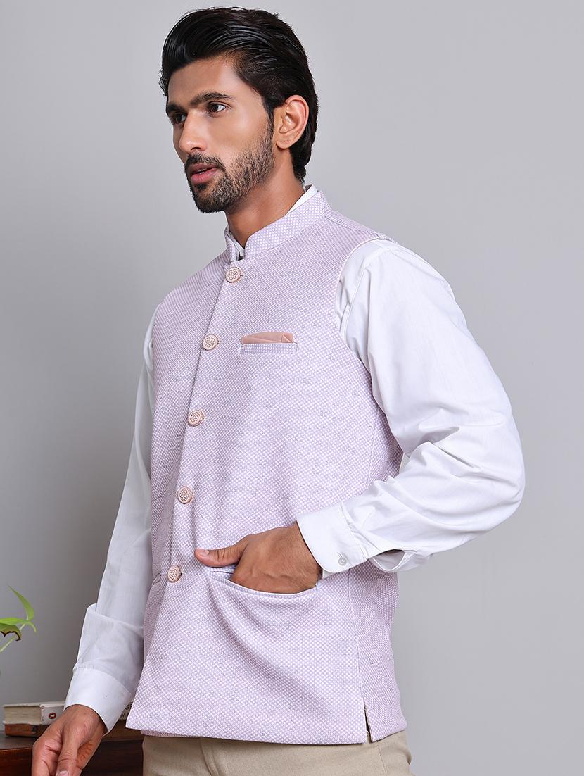 men mandarin neck sleeveless nehru jacket - 21679981 - Standard Image - 1