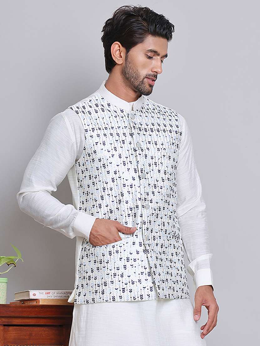 men mandarin neck sleeveless nehru jacket - 21679982 - Standard Image - 1