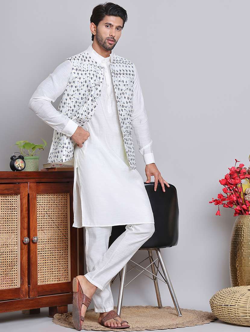 men mandarin neck sleeveless nehru jacket - 21679982 - Standard Image - 4
