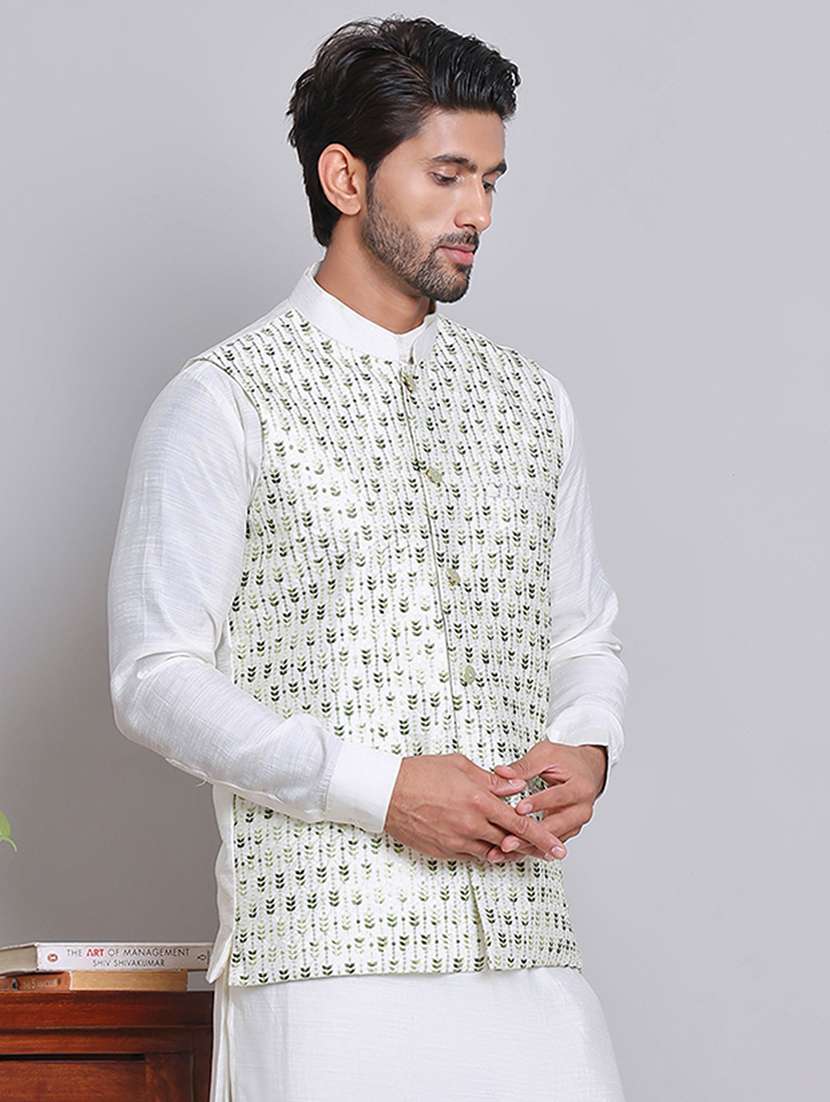 men mandarin neck sleeveless nehru jacket - 21679983 - Standard Image - 1